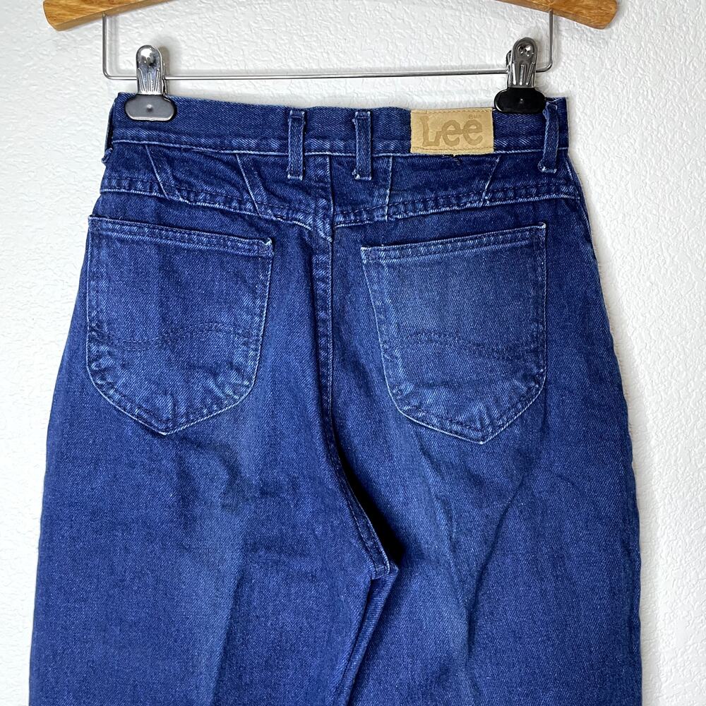 Lee Size 10 Jeans Vintage Super High Waist Dark Wash Made in USA Tapered Cotton - Picture 9 of 14